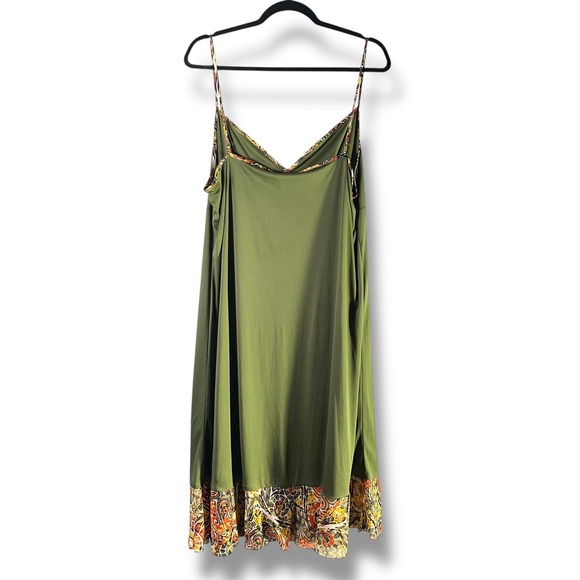Cato Womens Sz XL Slip Dress Olive Green Spaghetti Strap Coquette Artsy Boho Y2K - Picture 2 of 11